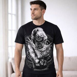 Marilyn Monroe Bandana T-shirt Men's Graphic Print T-Shirt  Crew Neck
